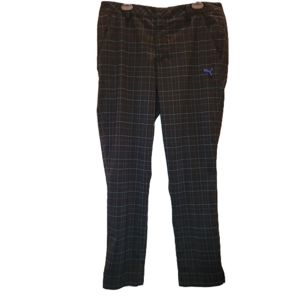 Puma Men's Golf Tech Pants Dri Fit Black with Plaid 36x32